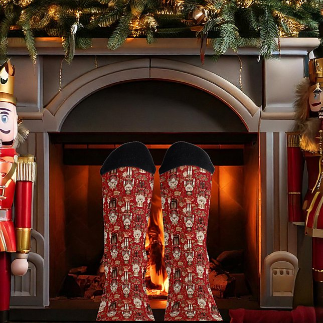 Red nutcrackers pattern Christmas Socks (Creator Uploaded)