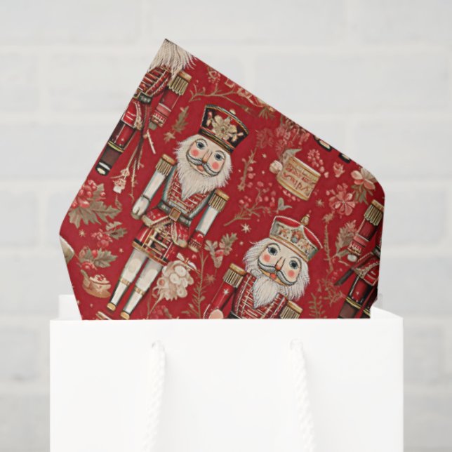 Red nutcrackers pattern Christmas Tissue Paper (Gift Bag)