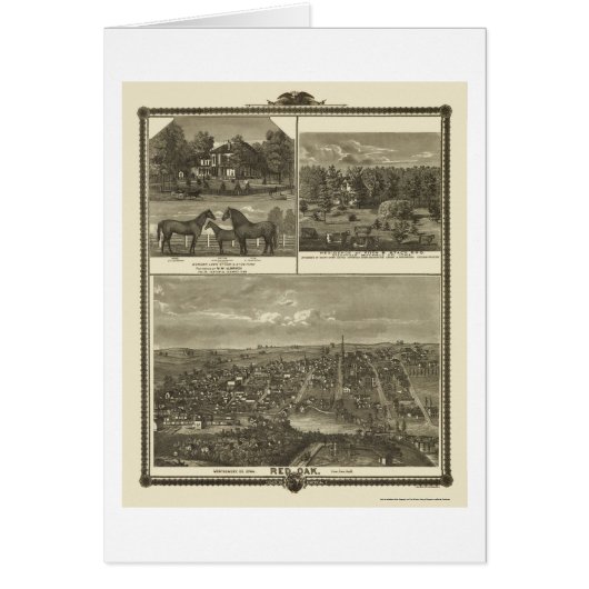 Red Oak, IA Panoramic Map - 1875 Cards (Front)
