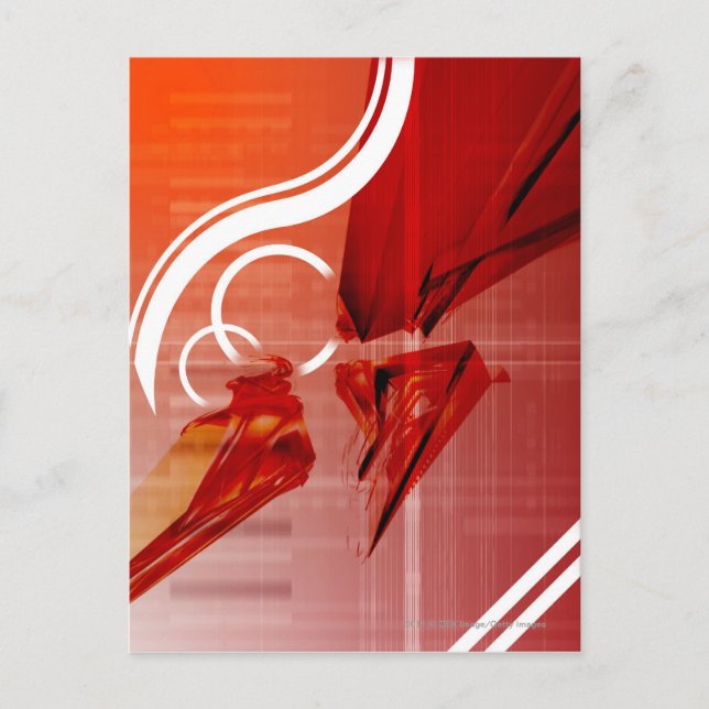 Red objects with white lines postcard (Front)