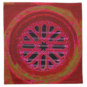 red octagonal church window napkins