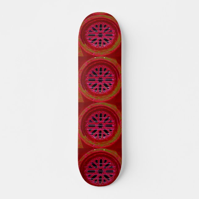 red octagonal design skateboard (Front)