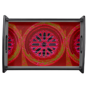 red octagonal design tray