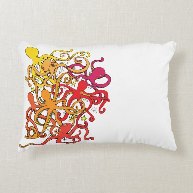 Red Octopi Accent Pillow (Front)