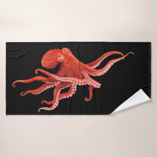 red octopus bath towel