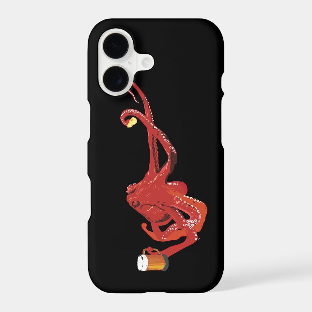Red Octopus Beer Lover Iphone Case (Back)