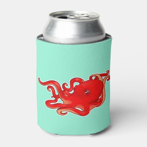 Red Octopus Can Cooler