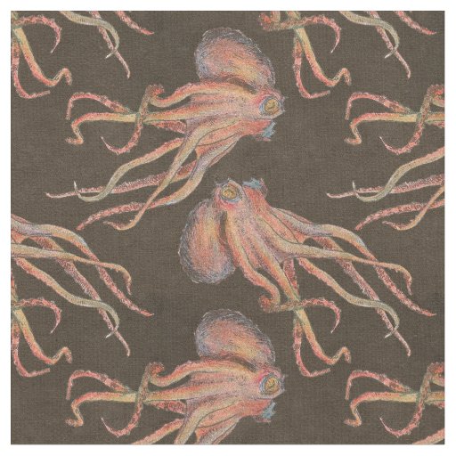 Red Octopus Fabric