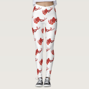 Red octopus leggings