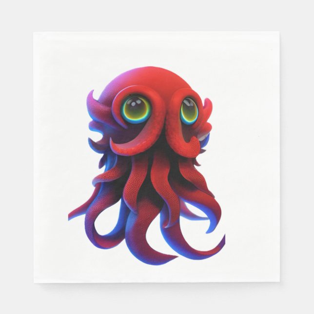 Red octopus  napkins (Front)
