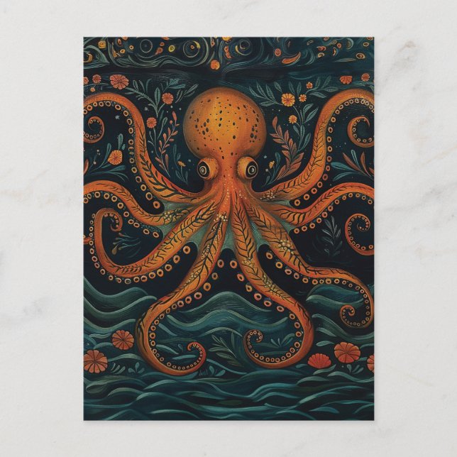 Red Octopus Postcard (Front)