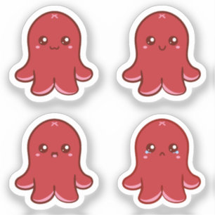 Red Octopus Sausage Emotions Sticker