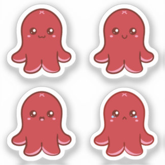 Red Octopus Sausage Emotions Sticker