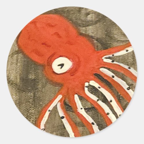 Red Octopus Sticker_ Will Classic Round Sticker