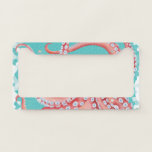 Red Octopus Teal Stained Glass License Plate Frame at Zazzle