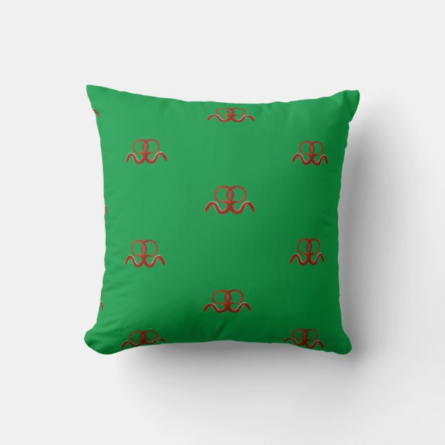 Red Octopus Throw Pillow (Front)
