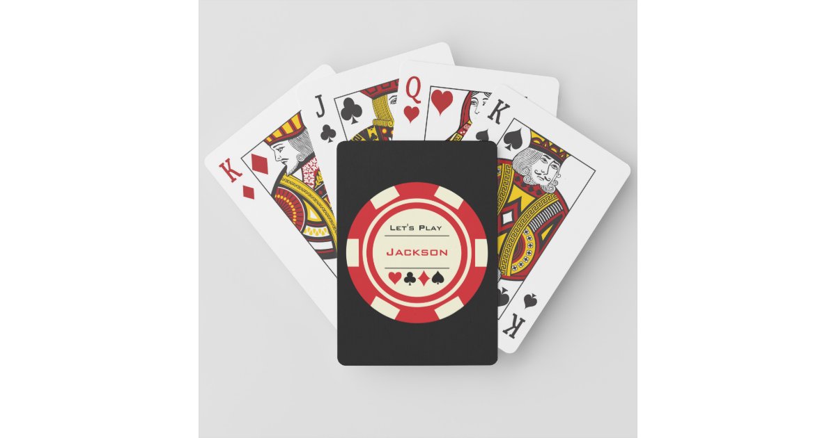 Onderling verbinden domineren beneden Red Off White Casino Poker Chip Monogrammed Playing Cards | Zazzle