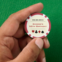 Red Off-White Las Vegas Casino Poker Chip Birthday
