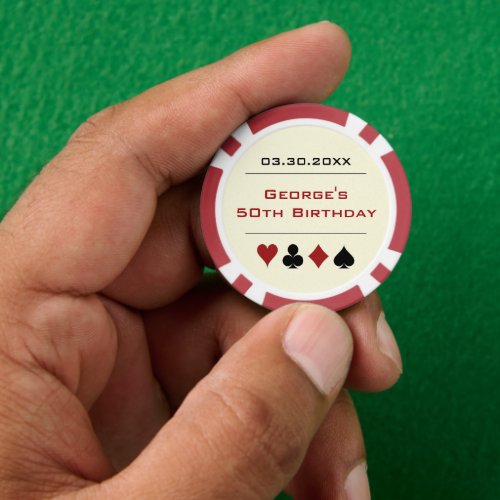 Red Off_White Las Vegas Casino Poker Chip Birthday