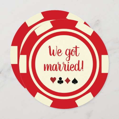 Red Off White Poker Chip Marriage Announcement