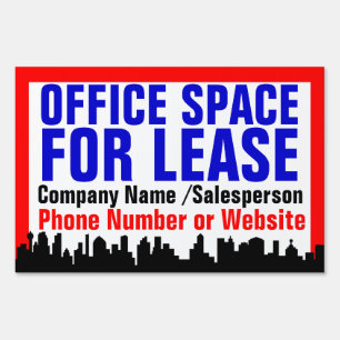 Red Office Space For Lease Sign, Customizable Sign