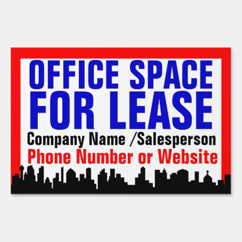 Red Office Space For Lease Sign Customizable Sign