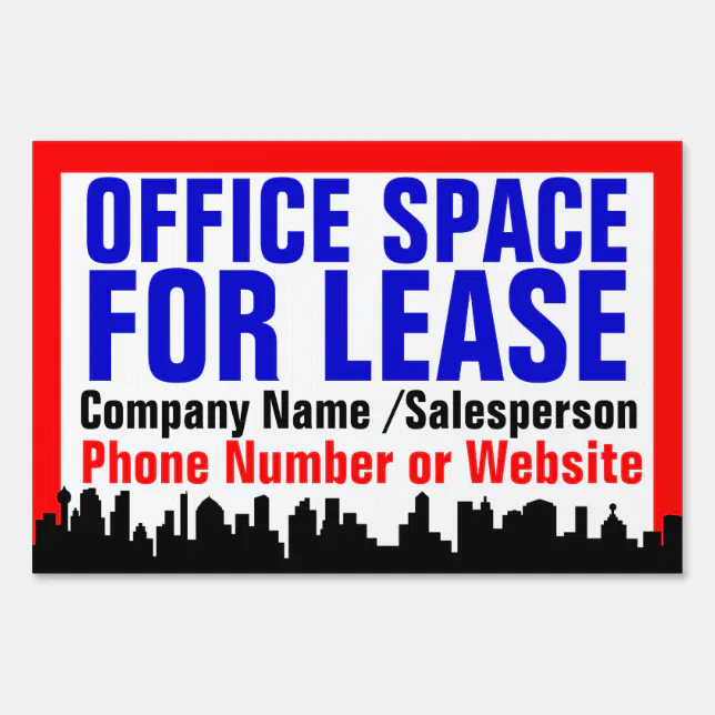 Red Office Space For Lease Sign, Customizable Sign | Zazzle