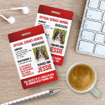 Red Official Service Animal Custom Photo Id Badge at Zazzle