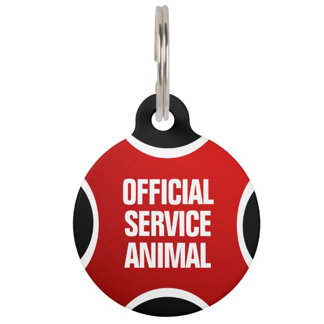 Red Official Service Animal Pet ID Tag (Front)