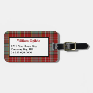 Red Ogilvie Tartan Plaid Luggage Tag