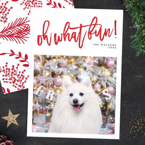 Red Oh What Fun Christmas Holiday Photo Card