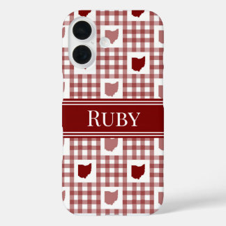 Red Ohio Gingham iPhone 16 Case