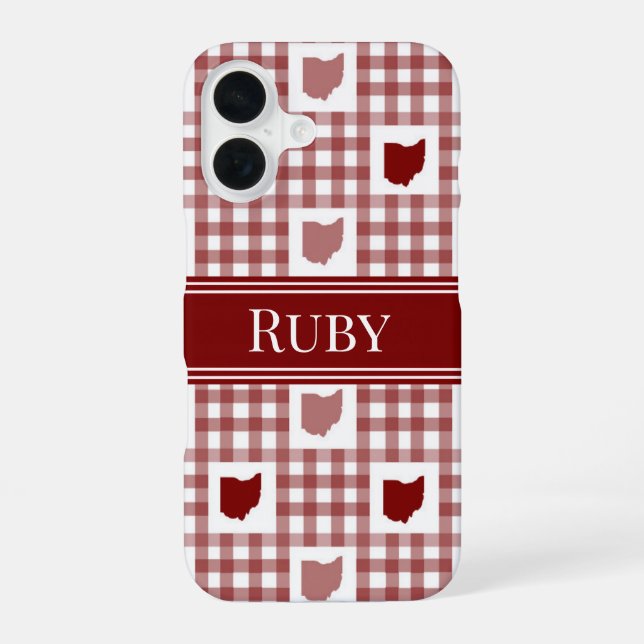 Red Ohio Gingham Iphone Case (Back)