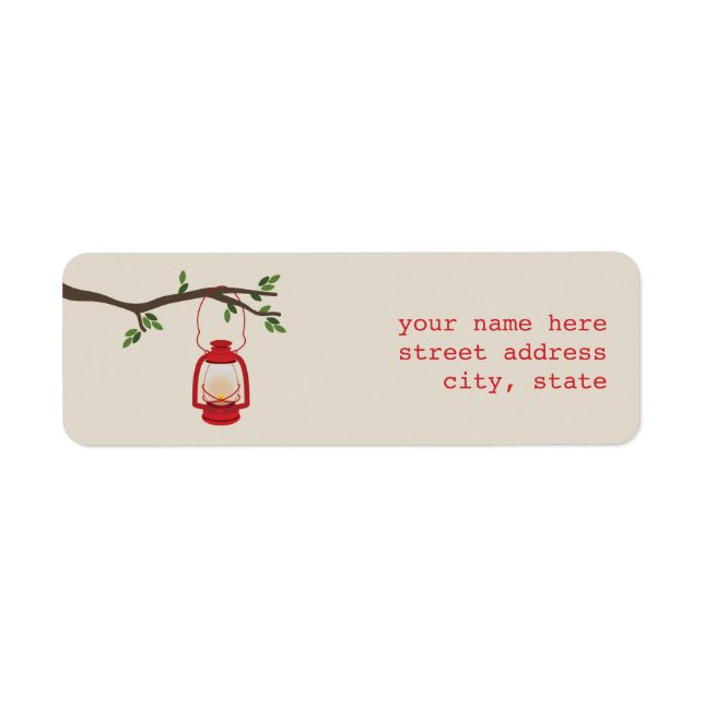Red Oil Lantern Camping Address Label (Front)