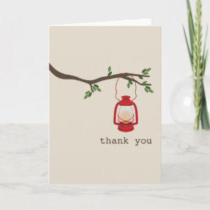 Red Oil Lantern Camping / Outdoors Thank You Card