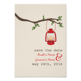 Red Oil Lantern Outdoor Wedding Save The Date Card