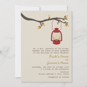 Red Oil Lantern Wilderness / Camping Fall Wedding Invitation