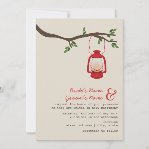 Red Oil Lantern Wilderness / Camping Wedding Custom Announcements
