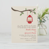 Red Oil Lantern Wilderness / Camping Wedding Invitation (Standing Front)
