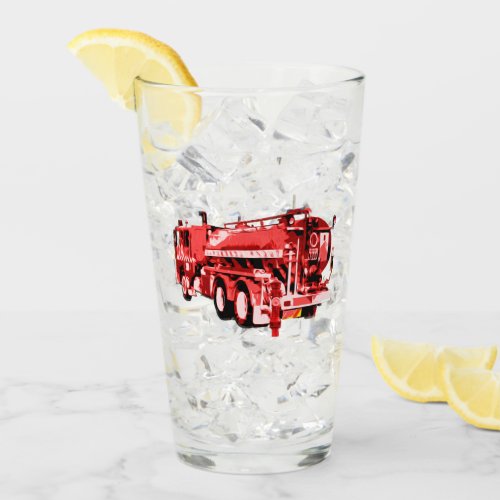 Red Oil Painted Fire Truck Glass