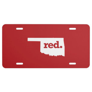 RED OKLAHOMA LICENSE PLATE