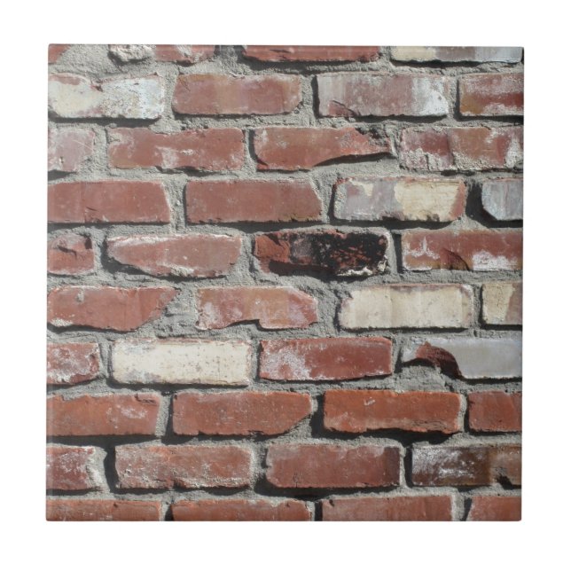 Red old brick wall effect ceramic tile (Front)