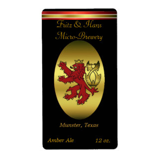 Red Old World Lion Home Made Beer Labels