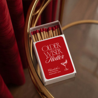 Red Older Wiser Hotter Birthday Invitation Matchboxes