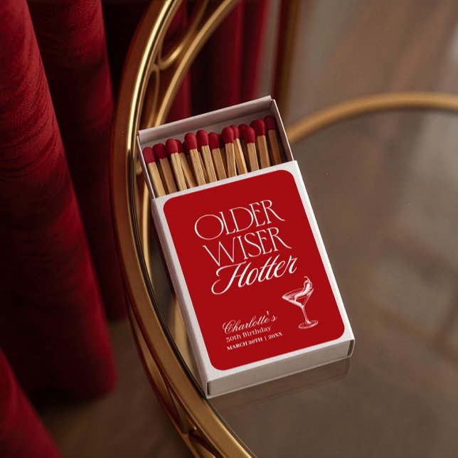 Red Older Wiser Hotter Birthday Invitation Matchboxes (Creator Uploaded)