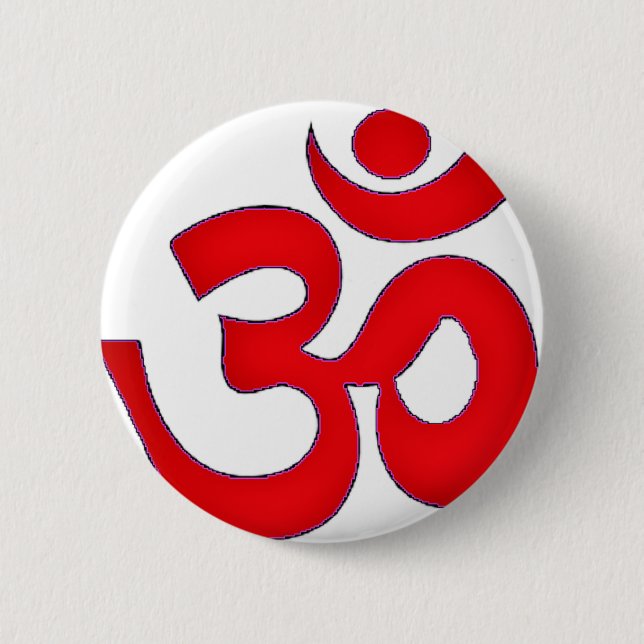 Red OM,AUM, SANSKRIT, MANTRA, TANTRA, YOGA Pinback Button (Front)