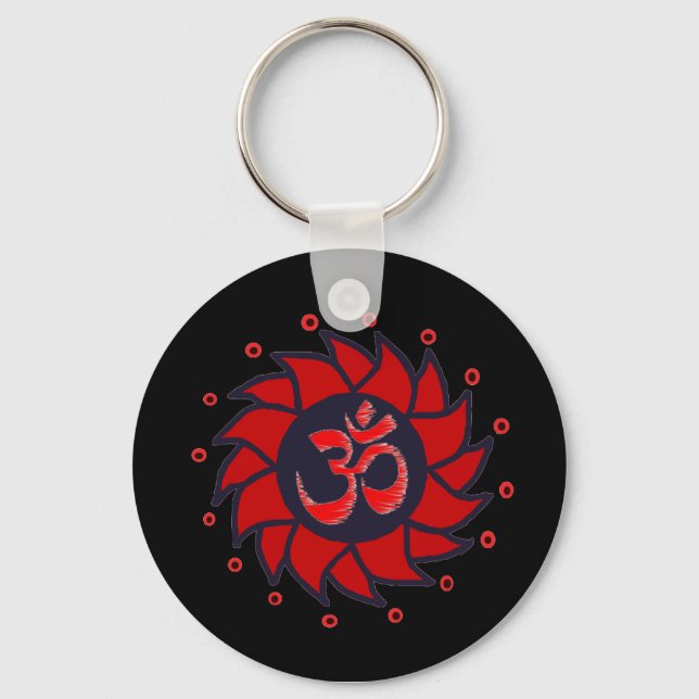 Red Om Sign Keychain (Front)
