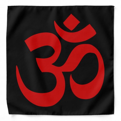 Red Om Symbol on Black Bandana