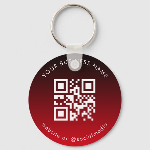 Red Ombre Add Custom Business Qr Code Scan Keychain