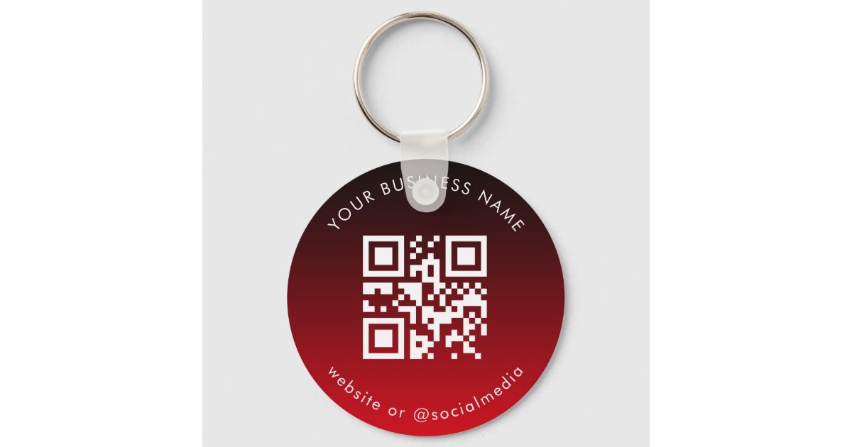 Scanner Key Chain Red Ombre Add Custom Business Qr Code Scan Keychain | Zazzle
